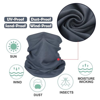 Geyoga Neck Gaiter Bandana Face Mask Summer UV Protection Cooling Breathable Face Mask Neck Scarf Balaclava for Men Women - color: Black, Grey, Royal Blue, Green, Navy, White