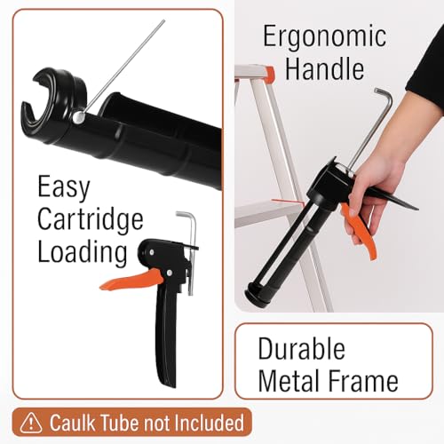 ADAK - Professional Caulking Gun, 10:1 Thrust Ratio, Caulking Gun No Drip, Hand Tool for Silicone & Sealant Application, Smooth Pressure Caulk Gun, Caulking Gun Tool - color: Black
