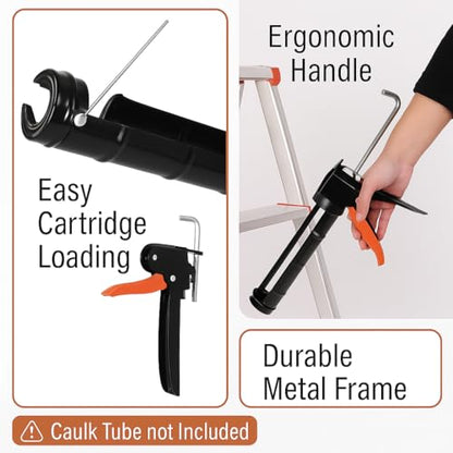 ADAK - Professional Caulking Gun, 10:1 Thrust Ratio, Caulking Gun No Drip, Hand Tool for Silicone & Sealant Application, Smooth Pressure Caulk Gun, Caulking Gun Tool - color: Black