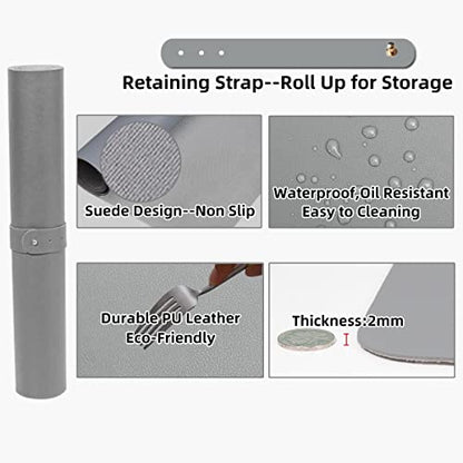 Large Gun Gleaning Mat for Pistol Rifle Shotgun, Oil-Resistant Gun Cleaning Pad, Non-Slip Waterproof Leather Workbench Mat Desk Pad for Gun Maintenance - color: Gray, style: 48"x17"