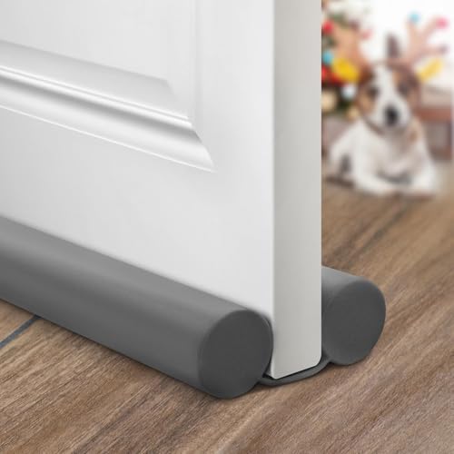 Holikme Two-Sided Door Draft Stopper, Weather Stripping Draft Stopper for Bottom of Door Window Breeze Blocker Adjustable Door Sweeps, Dark Grey - color: Dark Grey, size: 32 inch