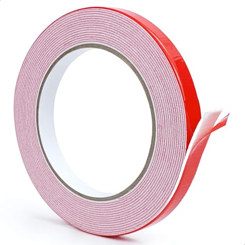 MOJOTORY Double Sided Foam Tape, Super Strong Holds Firmly, Shock Absorption, Easy Peel Red Liner, No Residue Mounting Tape for Lightweight DIY, Pictures & Home Decor (0.5 in x 16.5 Ft) - size: 0.5In x 16.5Ft