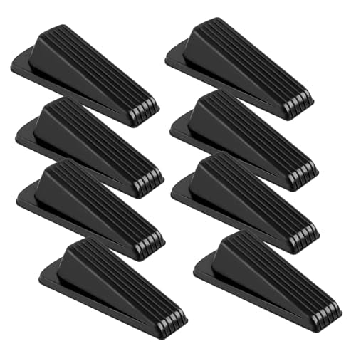 8 Pack Door Stoppers for Bottom of Door, 4.8x2.2x1.3in Door Stops, Rubber Door Stopper Wedge, Sturdy Stackable Door Stops for Floor - color: Black, size: 8Pack