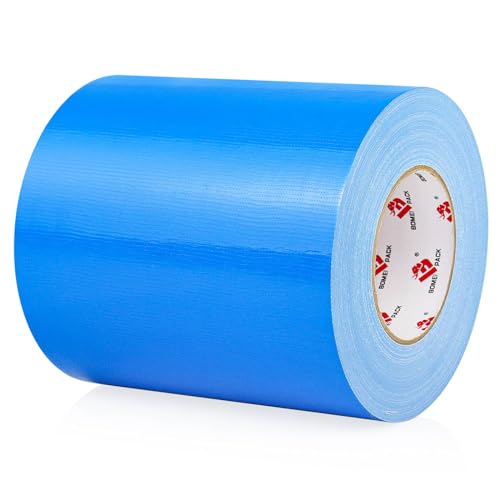 BOMEI PACK 6" Blue Duct Tape,Wider Roll,6 Inches x 60 Yards,9 Mil Thick Heavy Duty,Waterproof,Flexible,No Residue and Tear by Hand,Multi-Use for Indoor & Outdoor Repairs - color: Blue