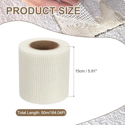 PATIKIL Drywall Repair Mesh Tape, 6 inch x 164 ft Fiberglass Repair Patch Self-Adhesive Dry Wall Joint Tape 6 Mesh Wall Hole Crack and Seam Patch, White - size: 6 inch x 164 Feet