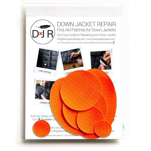 Down Jacket Repair Patches - Self-Adhesive Down Jacket Repair Patches | Waterproof, Tear-Resistant, Pre-Cut Patches | 7-Piece Set for Outdoor Gear, Sleeping Bags & Tent - color: Orange