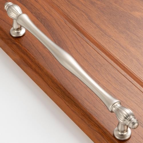 10 Pack 6-1/4 Inch Brushed Nickel Cabinet Pulls Satin Nickel Cabinet Handles Nickel Hardware for Kitchen Cabinets 2510 Drawer Dresser Cupboard Bedroom Bathroom - color: Brushed Nickel, size: 6-1/4 In Hole Distance