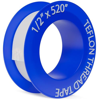 D-NYX 1, 4 or 5 Rolls 1/2 Inch(W) X 520 Inches(L) Teflon Plumbers Tape, Duct Sealant Tape for Shower Head, Plumbing Thread Tap, Water Pipe Sealing Plumbers PTFE Thread Seal (1 Pack) - size: 1 Pack