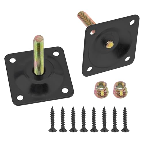 8 Sets Leg Mounting Plates Kit, M8 Thread Furniture Sofa Legs Attachment Plates T-Plate for Repairing Damaged Sofa Couch Seats, with Hanger Bolts, Screws(8, Black) - color: Black
