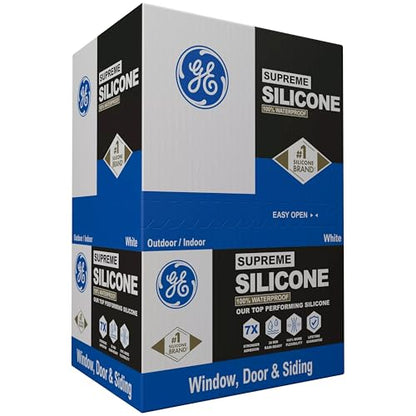 GE All Purpose Silicone Caulk, Clear, 10 fl oz Cartridge, 12 Pack - 100% Waterproof Silicone Sealant, Stronger Adhesion, Freeze & Sun Proof - color: Clear, style: 12 Pack