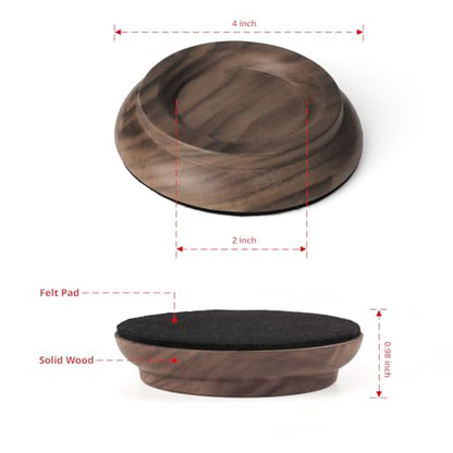 Upright Piano Caster Cups,Premium Quality Black Walnut Wood Piano Caster Pads, Furniture Leg Pad Set of 4,with Non-Slip Moisture-Proof& Anti-Noise Felt Pads for Hardwood Floor Protectors(Black Walnut) - color: Black Walnut