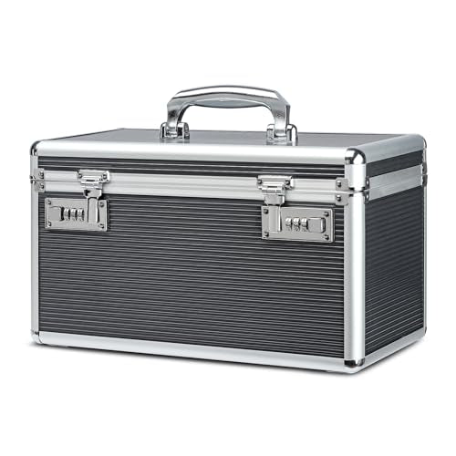 Lockable Medication Box with Portable Storage Case, 14.2 x 7.2 x 8.2 Inch, Childproof Medicine Lock Organizer, Locked Empty First Aid Storage Case (Gray/Large) - color: Gray, size: Large