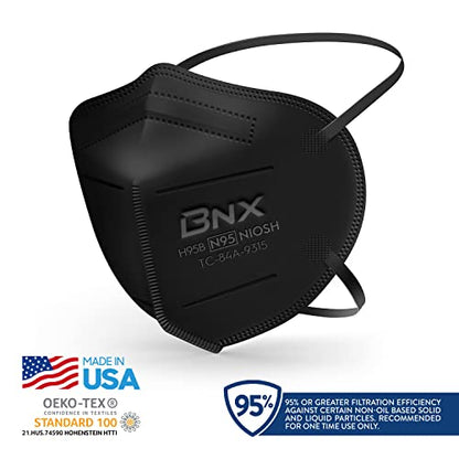 AccuMed BNX N95 Mask Black MADE IN USA Particulate Respirator Protective Face Mask (10-Pack, Approval Number TC-84A-9315 / Model H95B) - color: 10 Pack - Black