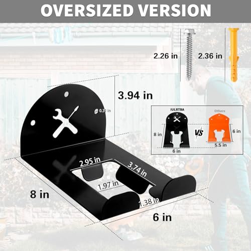 Upgraded Trimmer Rack Wall Mount - 8" Heavy Duty Weed Eater Hanger for Garage Wall, Garden Power Tool Holder Organizer Hooks for Grass Trimmer, Hedge Trimmer, Leaf Blower and Chainsaw, Black, 4 Pack - color: Black-4Pack