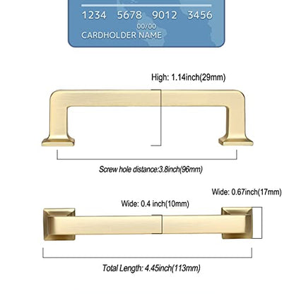 9BUILD 6 Pack 3.75 Inch Cabinet Handles - Brushed Brass Gold Pulls for Kitchen Cabinets - color: Brushed Brass, size: 3.75"/96MM Hole Center, style: 6 Pack