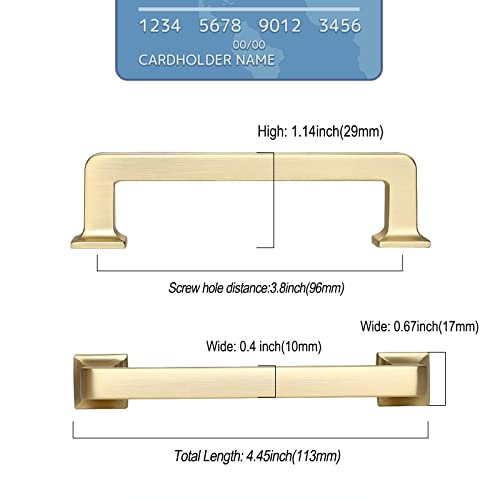 9BUILD Kitchen Cabinet Hardware - 3.75 Inch Brass Cabinet Pulls, 10 Pack, Gold Cabinet Knobs, Cupboard Handles - color: Brushed Brass, size: 3.75"/96MM Hole Center, style: 10 Pack