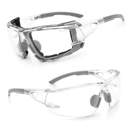 UKNOW Safety Glasses - Anti Fog Wraparound Lenses - Removable Foam Gasket - ANSI Z87.1 Protective Eyewear - Impact Resistant - color: Gray