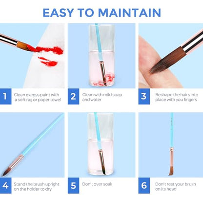Nicpro 12pcs Artist Paint Brush Set, Aesthetic Pastel Paintbrushes Craft Paint Brushes for Acrylic Painting, Oil, Watercolor, Gouache, Tempera, Face, Body, Art Supplies for Artists and Beginners - color: Macaron