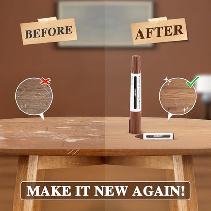 Dual Tip Furniture Markers Touch Up,Upgrade 13 Pcs Wood Markers Furniture Repair Kit,Touch Up Paint Pen and Wood Filler Putty Stick with Sharpener Kit,for Wood Stain Remover,Wood Floor Scratch Repair