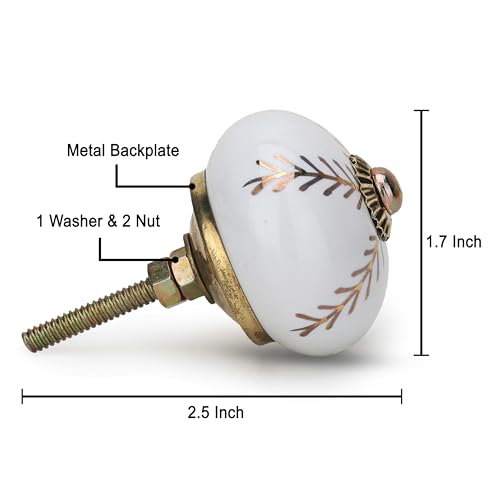 Craft Trade Decorative Ceramic Cabinet & Drawer Knobs – Kitchen Cabinet Hardware, Wardrobe, Cupboard & Dresser Pull Handles – Handmade Furniture Knobs (Off White, Set of 20) - color: Gold, style: 20