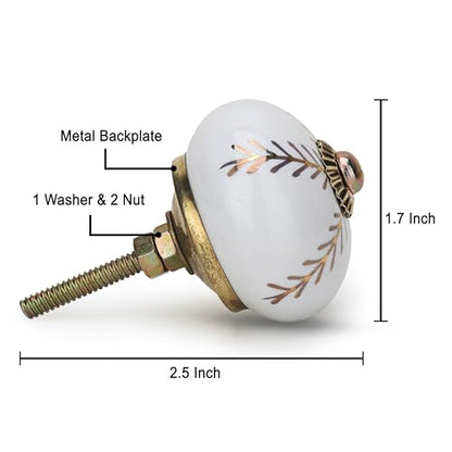 Craft Trade Decorative Ceramic Cabinet & Drawer Knobs – Kitchen Cabinet Hardware, Wardrobe, Cupboard & Dresser Pull Handles – Handmade Furniture Knobs (Off White, Set of 12) - color: Gold, style: 12