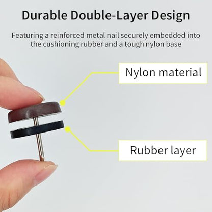 16pcs Nail on Furniture Glides 1.1 Inch (28mm) Diameter Double Thick Nylon Brown Chair Leg Floor Protectors Furniture Sliders Pads Table Foot Gliders for Hardwood Carpet and Tile Floors - size: 1.1 Inch (28mm)-Brown-16P