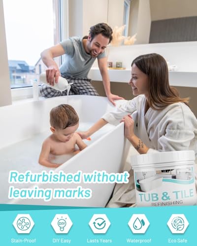 Tub Paint for Bathtub, 35oz Tub and Tile Refinishing Kit with Tools, Water Based Bathtub Paint White for Tile, Toilets, Kitchen, Sink - size: 35 Fl Oz (Pack of 1)