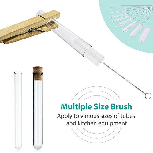 CiaraQ Bottle Cleaning Brushes, 8 Inch Nylon Tube Brush Set, Cleaner for Narrow Neck Bottles Cups with Hook, Set of 10pcs. - color: White, size: 8.0 Inch (10pcs)
