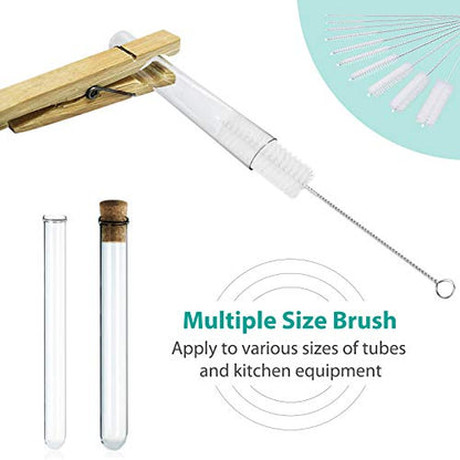 CiaraQ Bottle Cleaning Brushes, 8 Inch Nylon Tube Brush Set, Cleaner for Narrow Neck Bottles Cups with Hook, Set of 10pcs. - color: White, size: 8.0 Inch (10pcs)