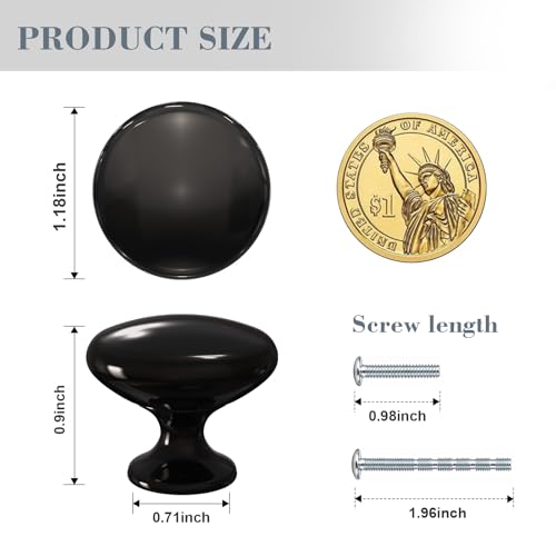 POZEAN Cabinet Knobs Brushed Nickel 3 Pack Cabinet Handles Drawer Knobs Solid Knobs Black with Screws for Dresser Drawer Cabinet Cupboard - Modern Kitchen, Bedroom and Bathroom Hardware,Black - color: Black, size: 3 Pack