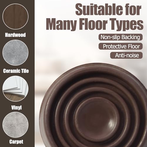 4 Pack 1.5 x 1.5 Inch Round Rubber Caster Cups, Non Slip Furniture Pads Furniture Coasters, Non Skid Furniture Feet Anti Slide Floor Protector for Bed Couch Chair Table Stoppers (Brown) - size: 1.5 Inch