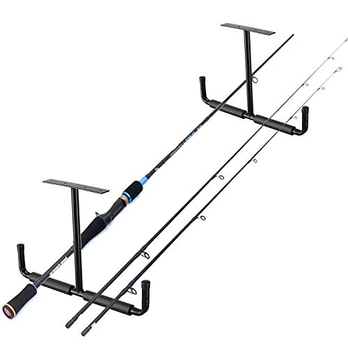 HOME RIGHT Overhead Garage Storage Rack, 16.5 Inch Heavy Duty Ceiling Double Storage Hooks Utility Hanger for Hanging Lumber Ladder Tool Bike & Other Bulky Items (2 Pack, Black)
