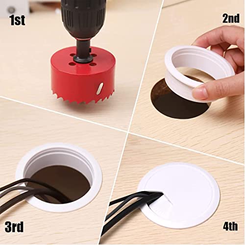 TuTuYa White Desk Grommet 2-3/8 Inch, Desk Cable Grommet 60mm Desk Cable Hole Cover with Hole Saw, Cable Pass Through, Ideal Solution for Office and Home Table Cable - color: 2-3/8 Inch_60mm White 8PCS