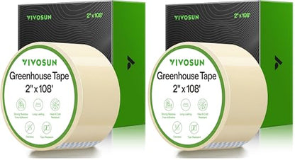 VIVOSUN Greenhouse Repair Tape, 6.3 mil 2" x 108' Weatherproof Clear Poly Patch Tape, Heavy Duty Greenhouse Sheeting Coverings Film Tape for Plastic Sheeting and Tents (Pack of 2) - size: 2”x108’ (Pack of 2)