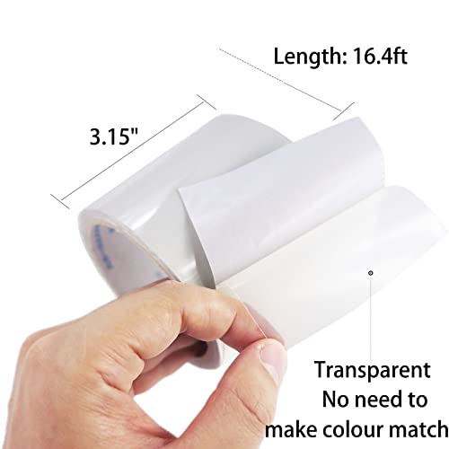 Waterproof Tent Repair Kit - PVC Coated Surface and Ultrastrong Sticky Clear Tape, Fabric Repair for Canvas, RV Awning etc. - size: 16.4ftx3.15in