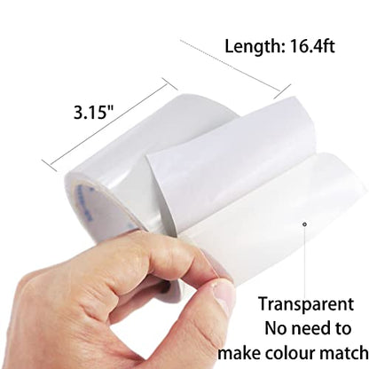 Waterproof Tent Repair Kit - PVC Coated Surface and Ultrastrong Sticky Clear Tape, Fabric Repair for Canvas, RV Awning etc. - size: 16.4ftx3.15in