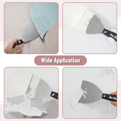 Bates 4-Inch Carbon Steel Putty Knife - Flexible Metal Scraper for Drywall, Spackle, and Paint - Wall Scraper Tool - color: Black, size: 4 Inch