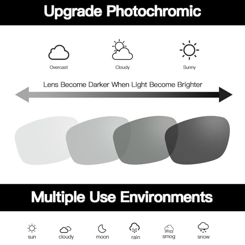 TJUTR Mens Photochromic Sunglasses Day & Night Driving Z87 Sun Glasses Polarized UV400 Protection Safety Glasses - color: A Silver Frame/Grey Photochromic Polarized Lens