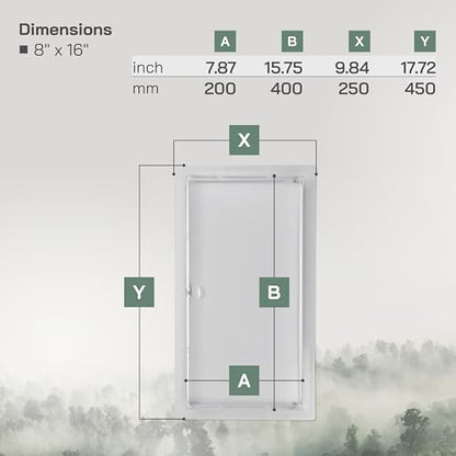 Vent Systems Access Panel for Drywall 8 x 16 Inch - Wall Hole Cover Plate - Metal Access Door with Handle - Plumbing Access Panel for Drywall - Service Shaft Crawl Space Door - Wall Access Panel - size: 8'' x 16''