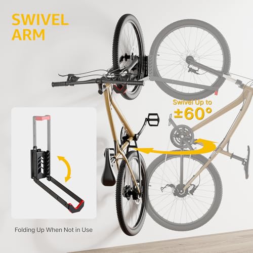 monTEK Swivel Bike Wall Mount, No Heavy Lifting Required Bike Wall Mount, Bike Hangers for Garage, Space-Saving Bike Rack Garage, Easy to Load and Unload, Bike Hanger Can Hold Up to 77 lbs, 4 Pack - style: 4-Pack