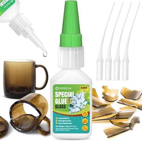 Glass Glue, 20g Clear Super Glue for Glass Repair Quick Fix Glass Adhesive Heavy Duty Strong Crazy Instant Glue for Bonding Glass, Acrylic, Ceramics, Mirrors, DIY Crafts - size: 20 Grams * 1 Pack, style: Glass Glue