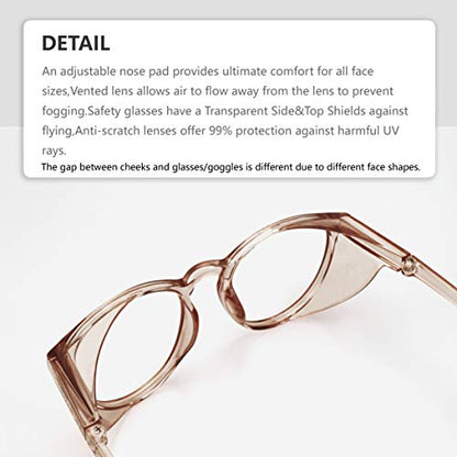 Anti-Fog Safety Glasses for Women | ASIN Z87.1 Safety Glasses for Men | Blue Light Blocking Safety Goggles (Square coffee) - color: Square Coffee