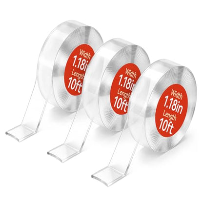 Comix Double Sided Tape Heavy Duty, 1.18" x 120"(10ft), Removable Washable Nano Tape, Residue-Free, Multipurpose Reusable Gel Mounting Tape, 3 Rolls - size: 10ft, style: 3 Pack