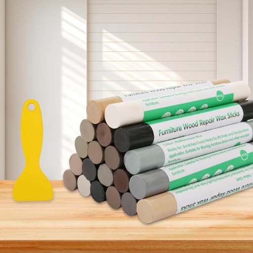 Furniture Markers Touch Up, 20 Colors Wood Filler Sticks, Wood Wax Crayons for Repairing Scratches, Scuffs, Cracks, Holes on Furniture, Floors, Cabinets, Tables, and Doors - Tech Wood Series - color: Tech Wood Series