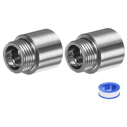 M METERXITY Shower Head Extension Arm, Stainless Steel G1/2 Male to Female Extension Pipe Fitting Adapter with PTFE Thread Seal Tape for Shower/Faucet, Pipe Plumbing Coupler 1.39"/35mm 2-Pack - size: 1.4"/35mm