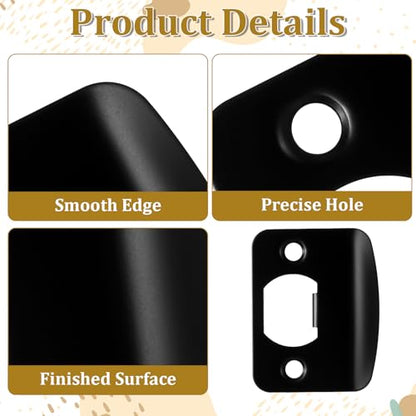Black Door Strike Plate, Strike Plate with a Snap-Fit Box, 4 Screws and 3 Wooden Sticks, Door Latch Plates, for Doors Frame Repair Kit