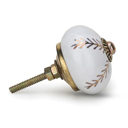 Craft Trade Decorative Ceramic Cabinet & Drawer Knobs – Kitchen Cabinet Hardware, Wardrobe, Cupboard & Dresser Pull Handles – Handmade Furniture Knobs (Off White, Set of 12) - color: Gold, style: 12