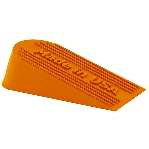 Orange Large Rubber Door Stopper Made in USA - Door Stop Wedge for Carpet, Tile, Concrete Floor, Door stoppers for Bottom of Door -Heavy Duty for Commercial & Home - 6.5 x 2.75 x 1.9 Inches - color: Orange