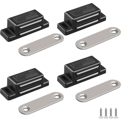 Cabinet Magnetic Catch - 4 Pack Cabinet Door Magnetic Latch for Cupboards Drawers Closet Doors and Shutters (Black) - color: Black