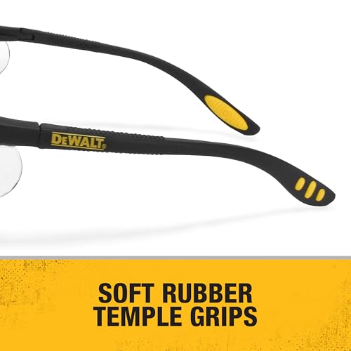 DEWALT DPG59 Reinforcer Rx-Bifocal High Performance Protective Eyeware with Rubber Temples and Protective Eyeglass Sleeve - Clear Lens, 3.0 Diopter - size: Rx-bifocal 3.0